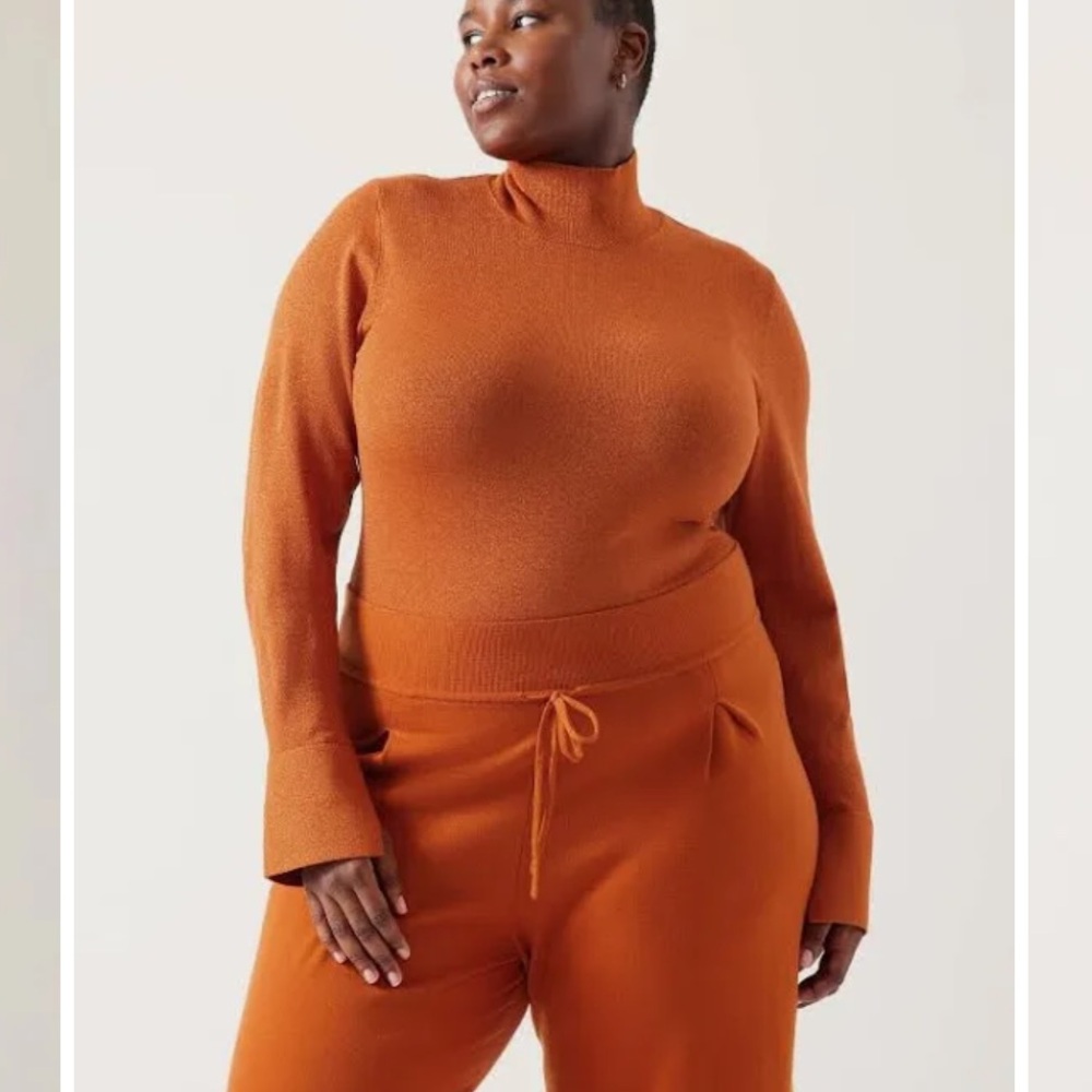NWT Athleta Keys Inner Strength Merino Wool Bodysuit in Orange